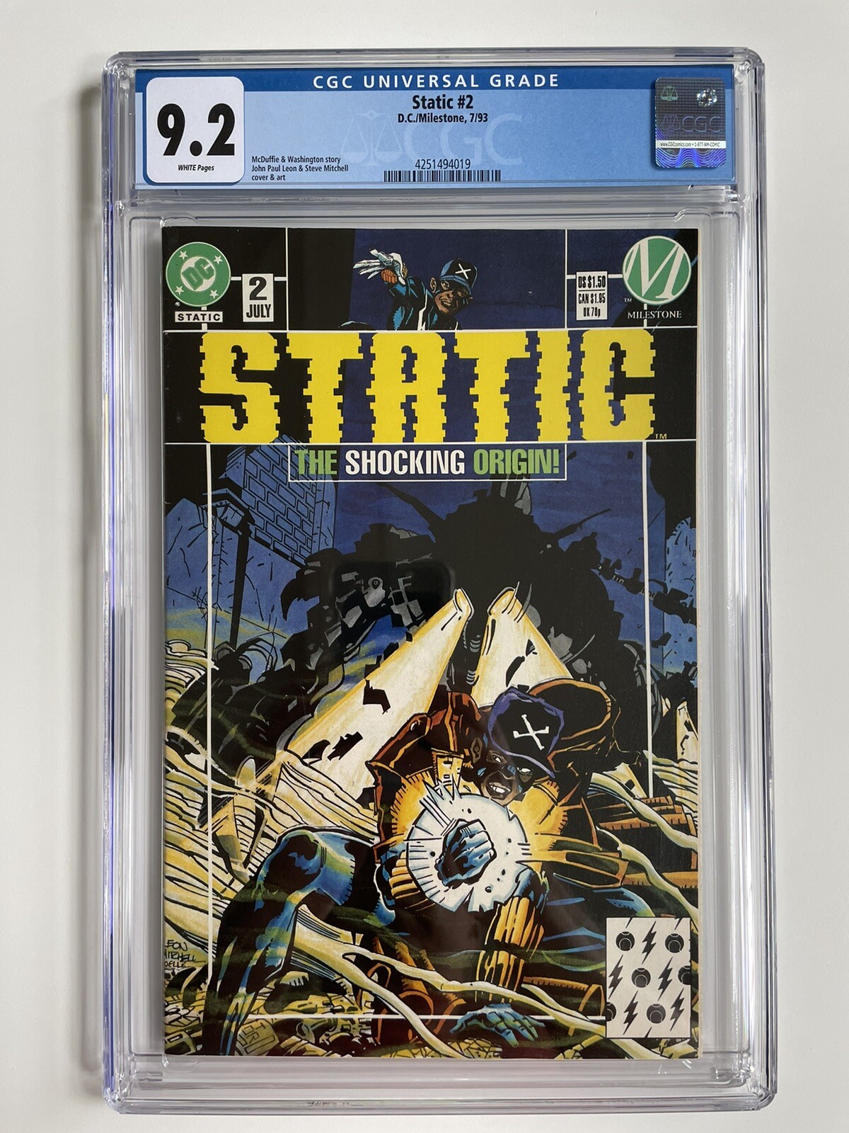Static #2 CGC 9.4 | Featuring the Origin of Static | DC/Milestone | 1993