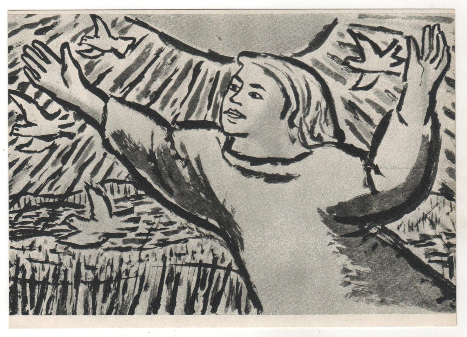 A CHILD NEEDS PEACE Girl ART A. Moras Old Germany postcard