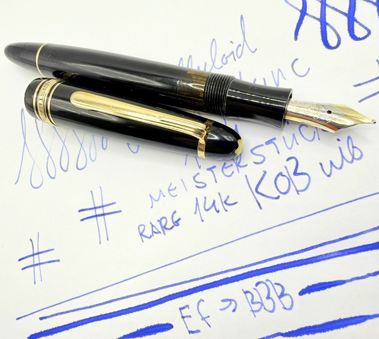 1950s MONTBLANC CELLULOID 144 Meisterstuck Fountain Pen-14k RARE KOB Nib-146 149