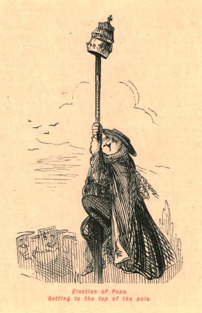 Election of Pope Getting to top of pole 1897 A cardinal climbs a p- Old Photo