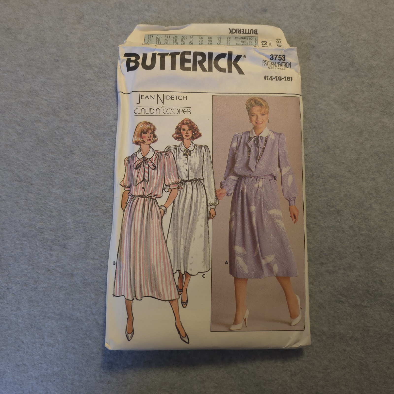 Vintage Butterick #3753 Claudia Cooper Jean Nidetch Dress Size 14-16 - UNCUT