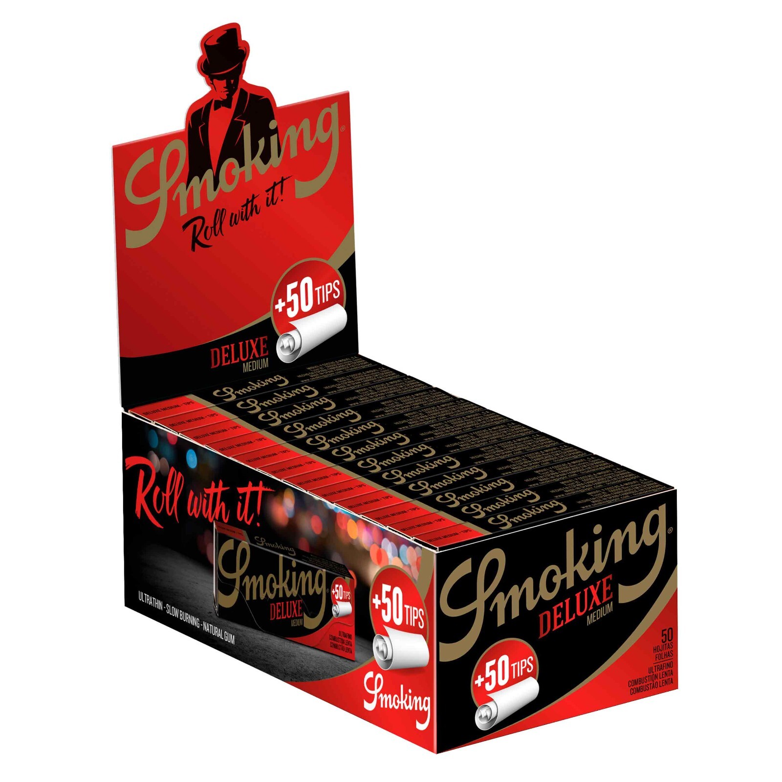 Smoking Deluxe Paper with Tips - Medium Size (1 1/4) Rolling Paper + Tips