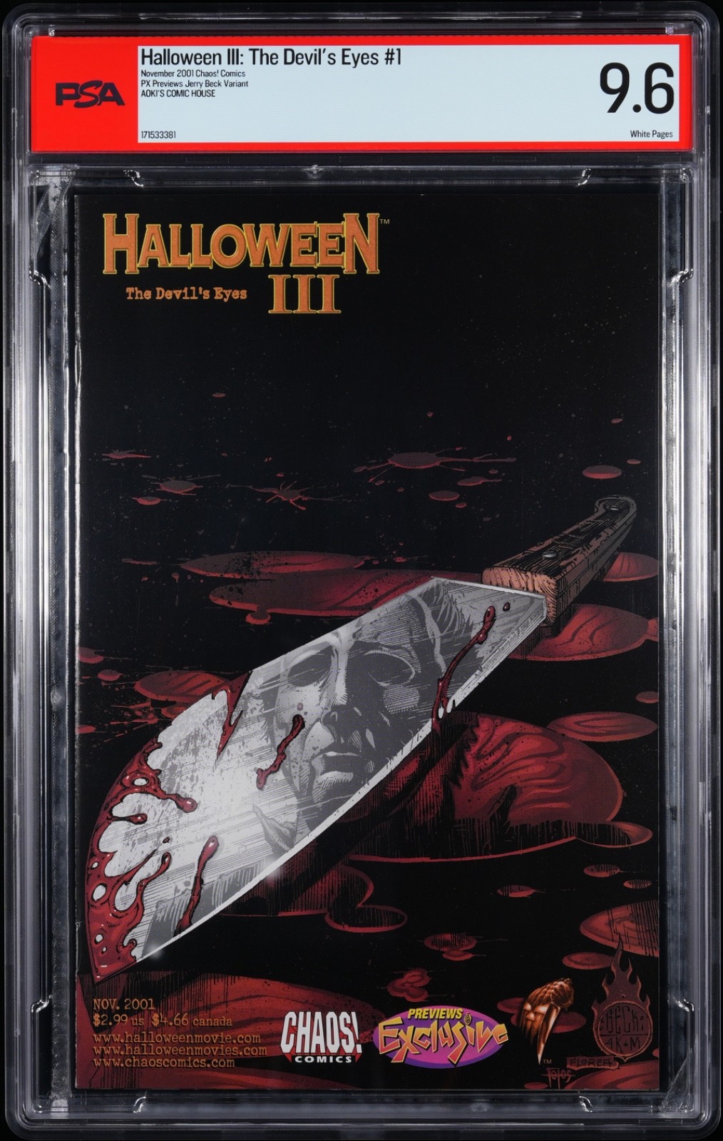 Halloween III The Devils Eyes 1 PSA 9.6 PX Previews Jerry Beck Variant 2001