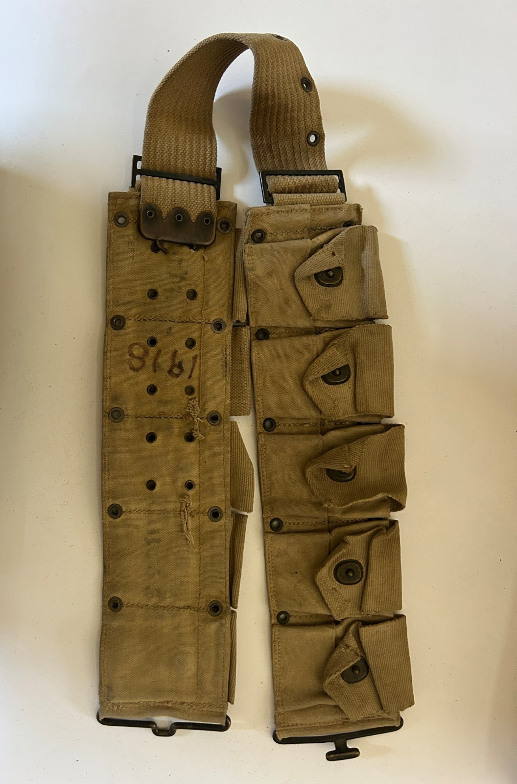 MS030J Original WWI US Military M1918 Dismounted 10 Pocket Rifle Cartridge Belt