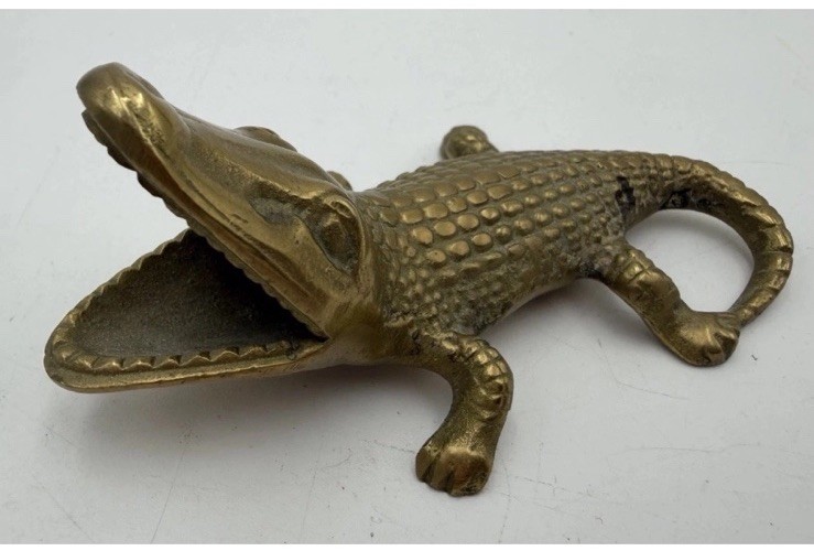 Antique Bronze Brass Figural Alligator Cigar Ashtray Circa 1920-1930 Made In USA