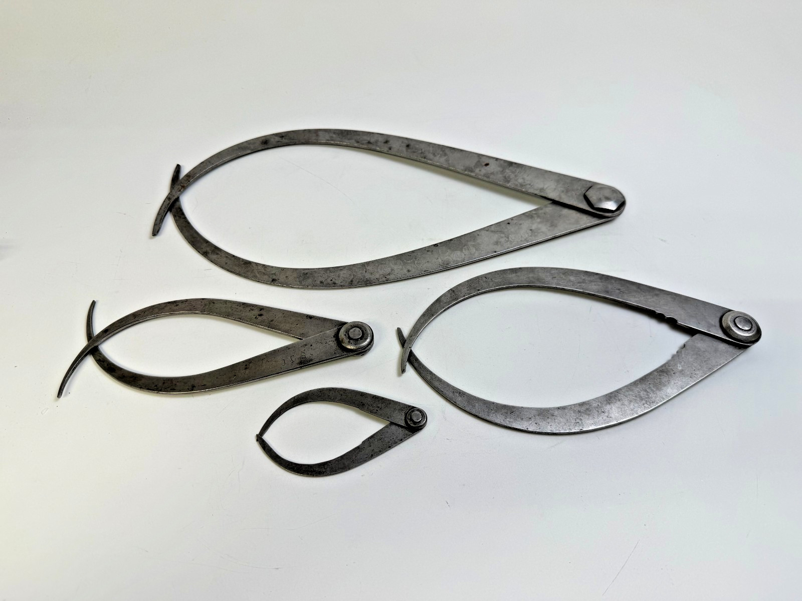 Lot of 4 Antique Outside Calipers | L.S. Starrett 14\