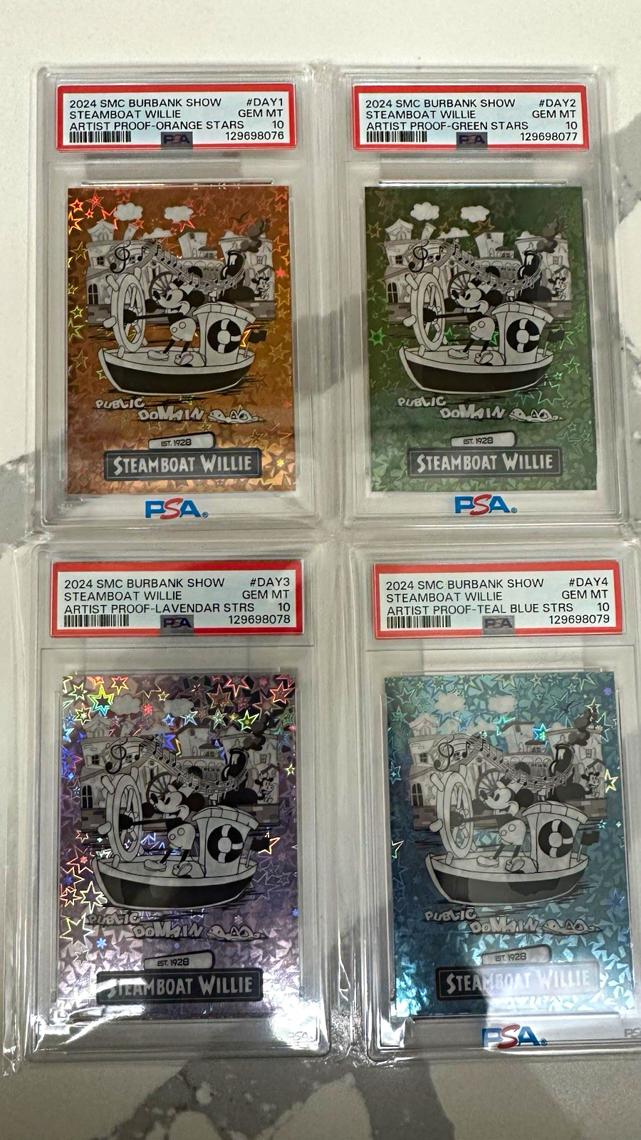 Very RARE set  2024 SMC Burbank Show Steamboat Willie 4x PSA 10 AP all 4 pop 1