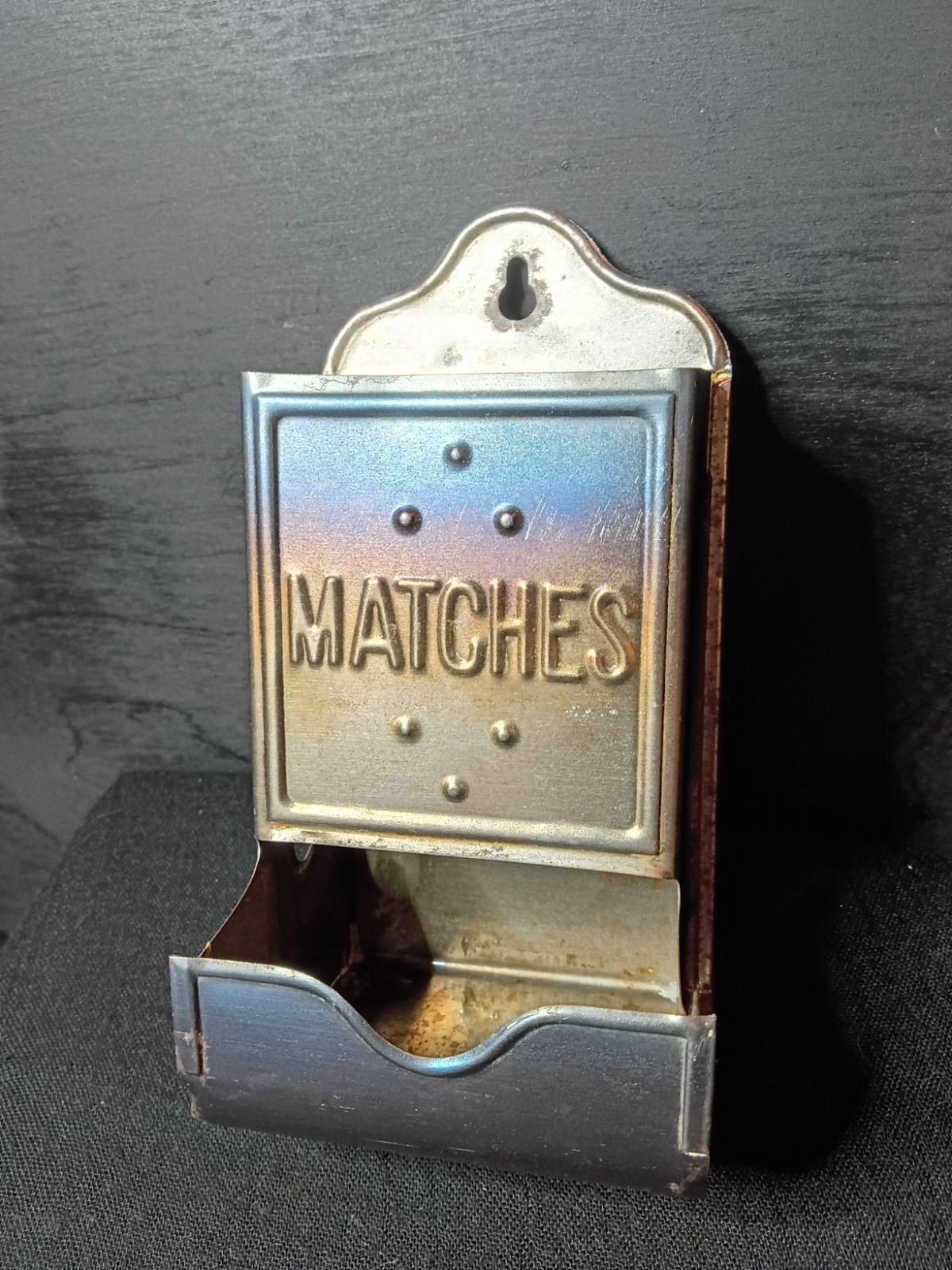 1930s PNCO METAL MATCH HOLDER SUPER RARE RAINBOW HEAT FINISH Hand Polished 💎