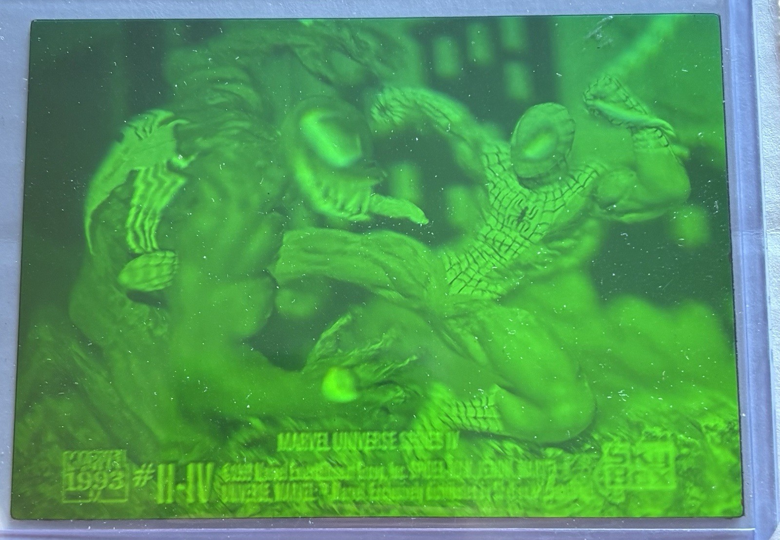 1993 SkyBox Marvel Universe #H-IV Spider-Man vs Venom 3D Hologram