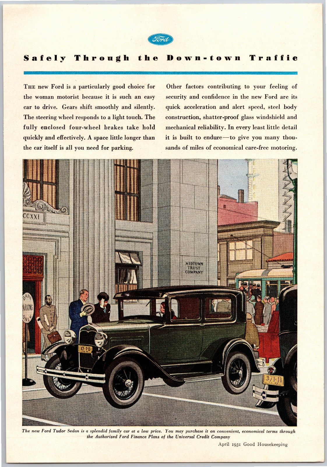 Vintage 1931 Ford Tudor Sedan, Automobile, Auto, Car, 30\'s Print Ad