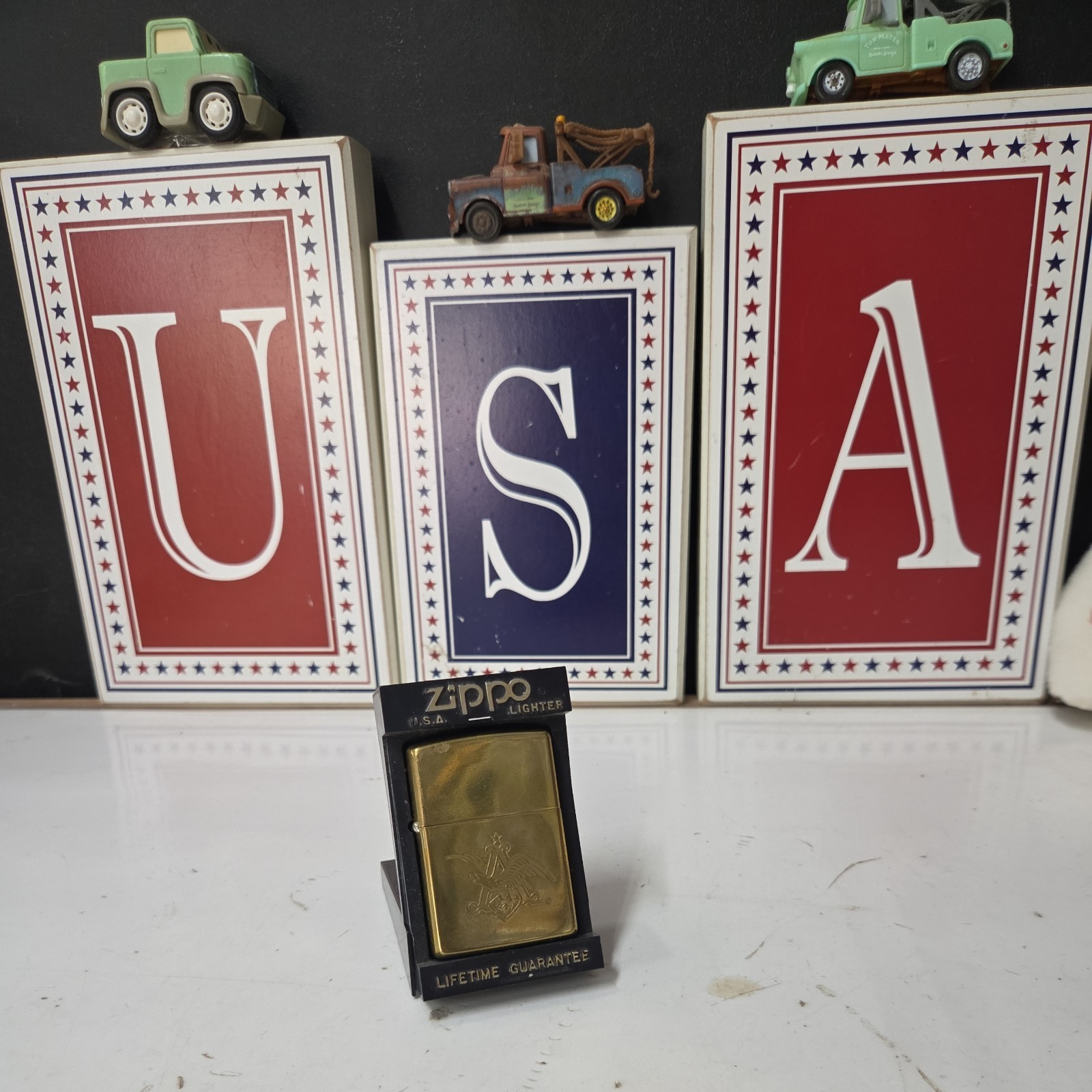 RARE ZIPPO 1994 Anheuser Busch Engraved Eagle Anheuser-Busch Logo Gold in Color