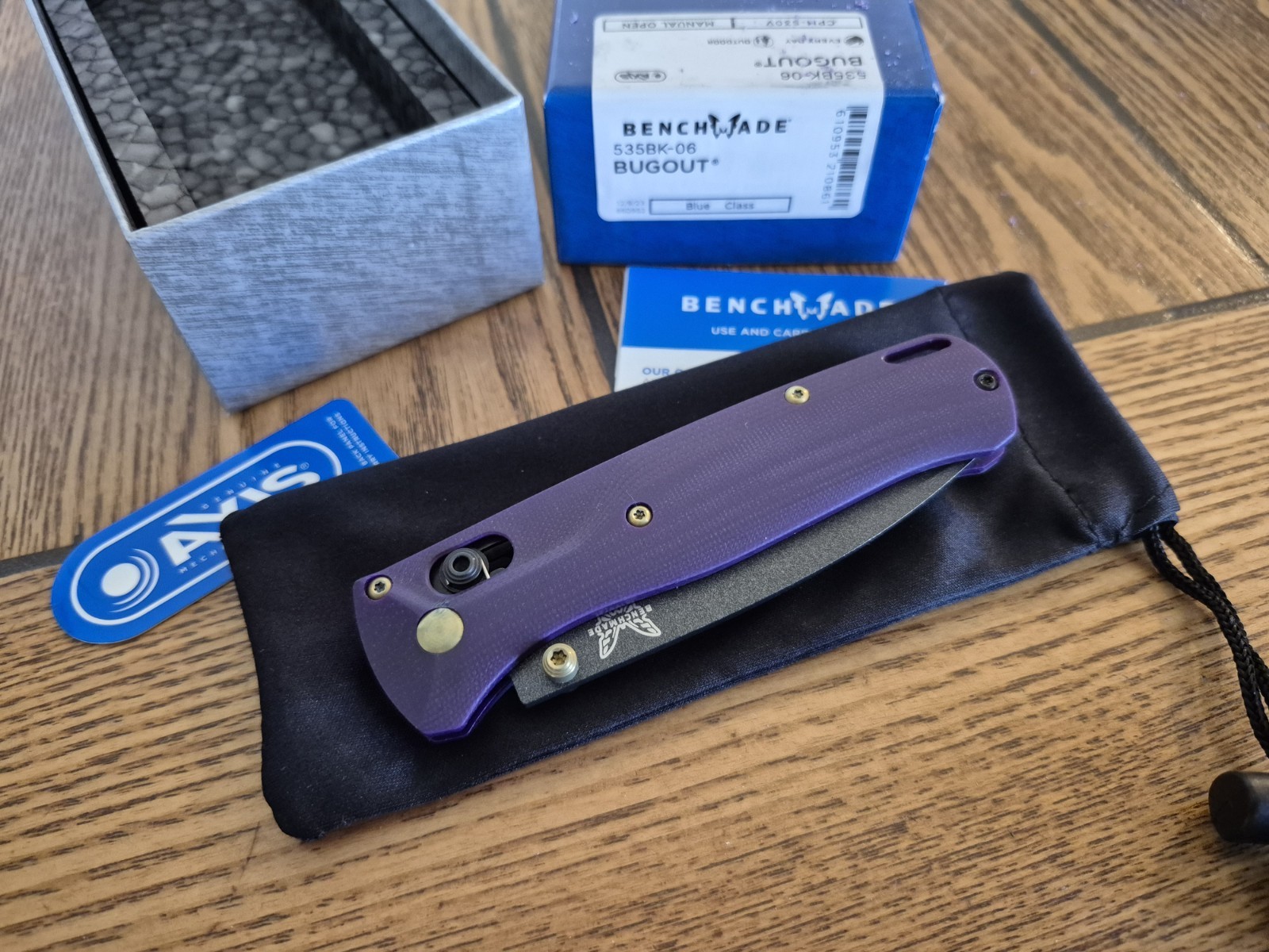 Custom Benchmade Bugout 535 Purple G10 Handle