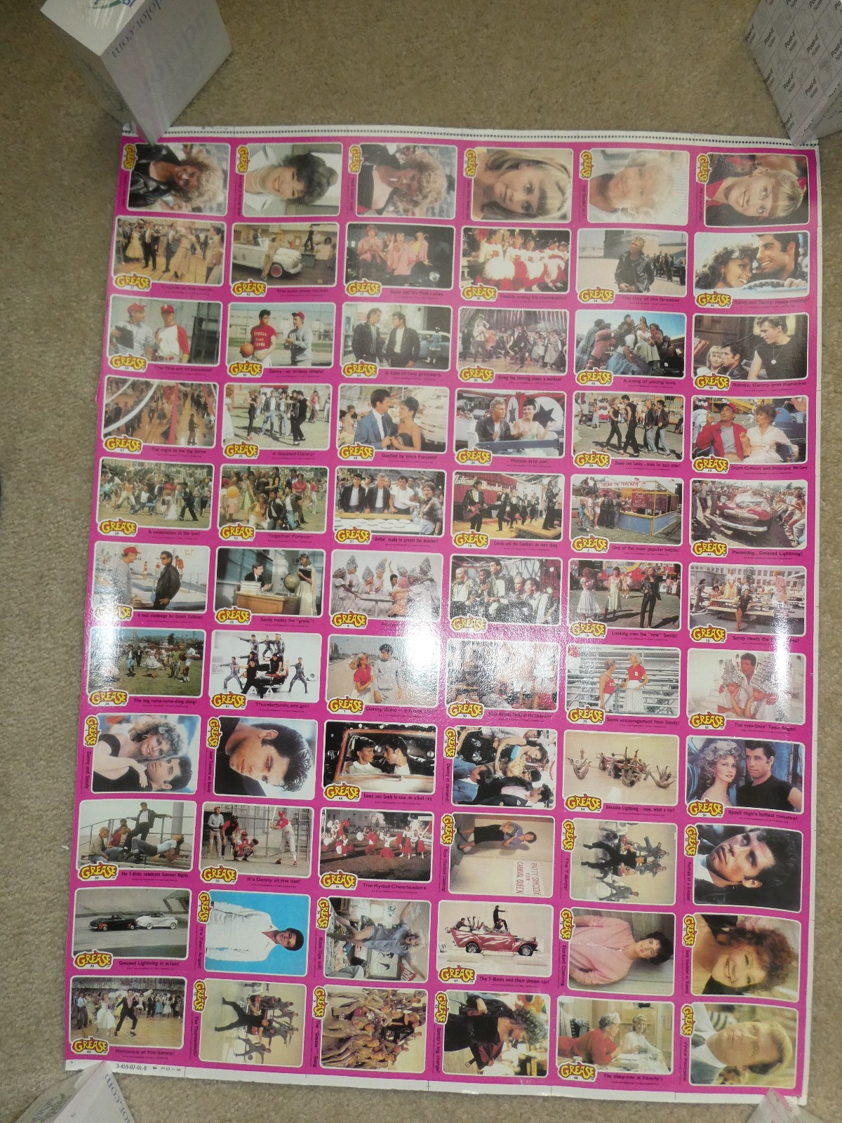 Rare Uncut 1978 Topps Sheet Grease Pink Series 66 Card Set Trading Cards