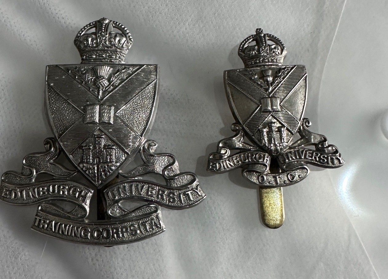 Duo of Vintage Edinburgh University OTC Badges-Gladman Norman Birmingham