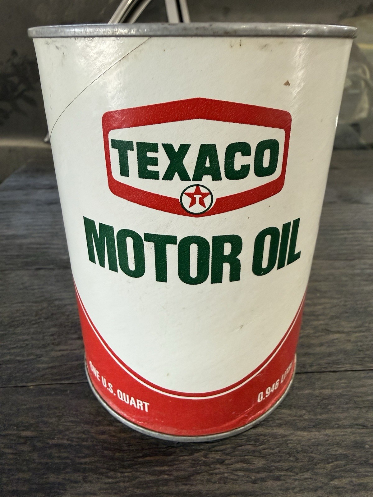 Vintage 1979 Texaco Motor Oil 1 Quart FULL Unopened Can Gas Station Advertising