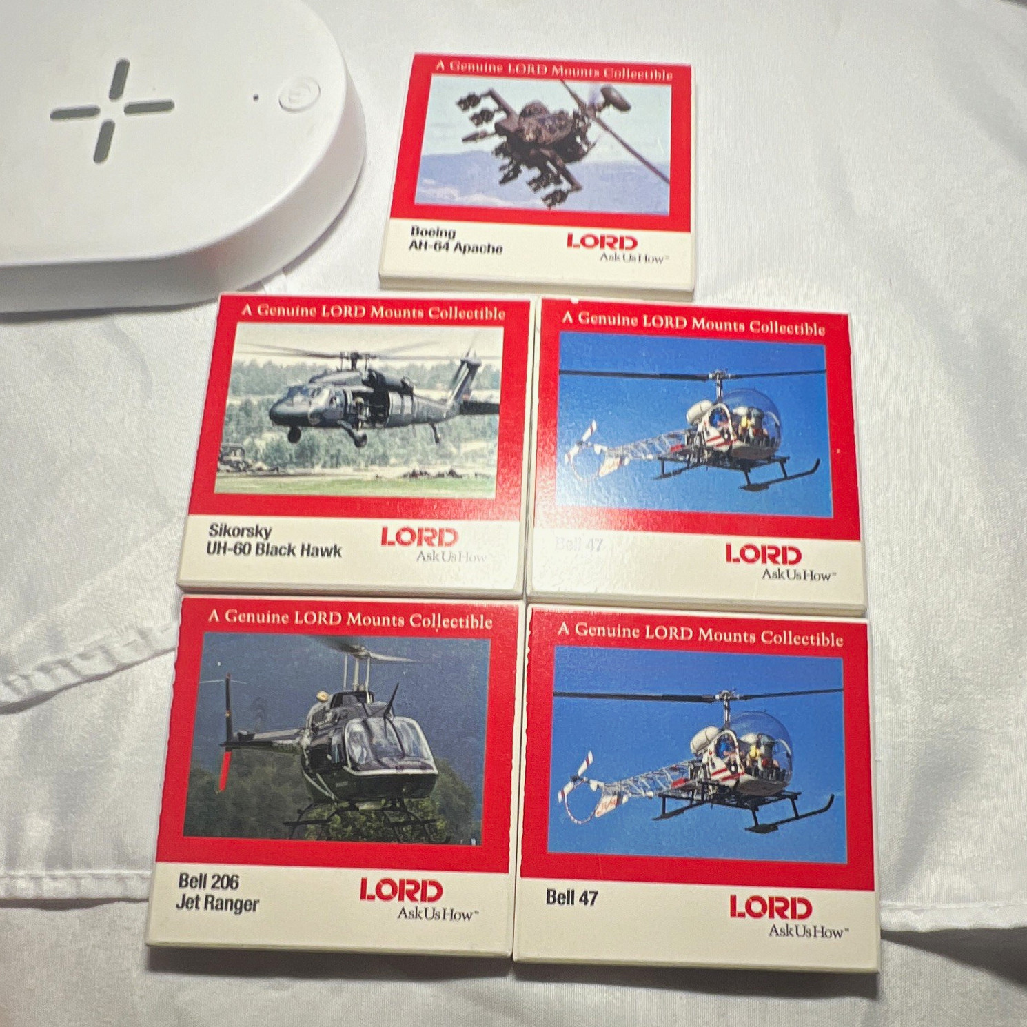 Vintage LORD Corporation Helicopter Coasters Lot of 5 Promotional Aviation