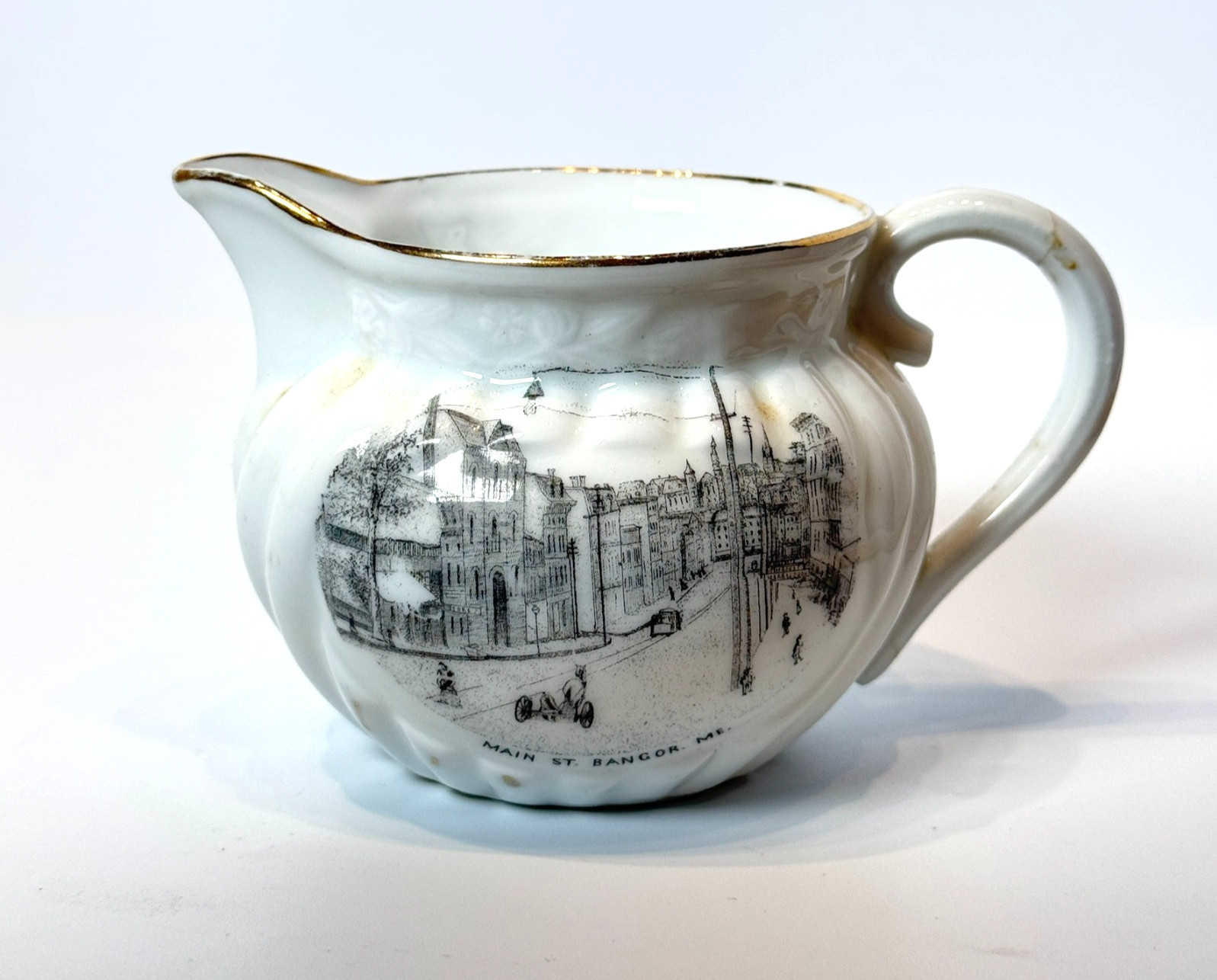 BANGOR - Main Street - MAINE ME Antique Souvenir China TRINKET CREAMER