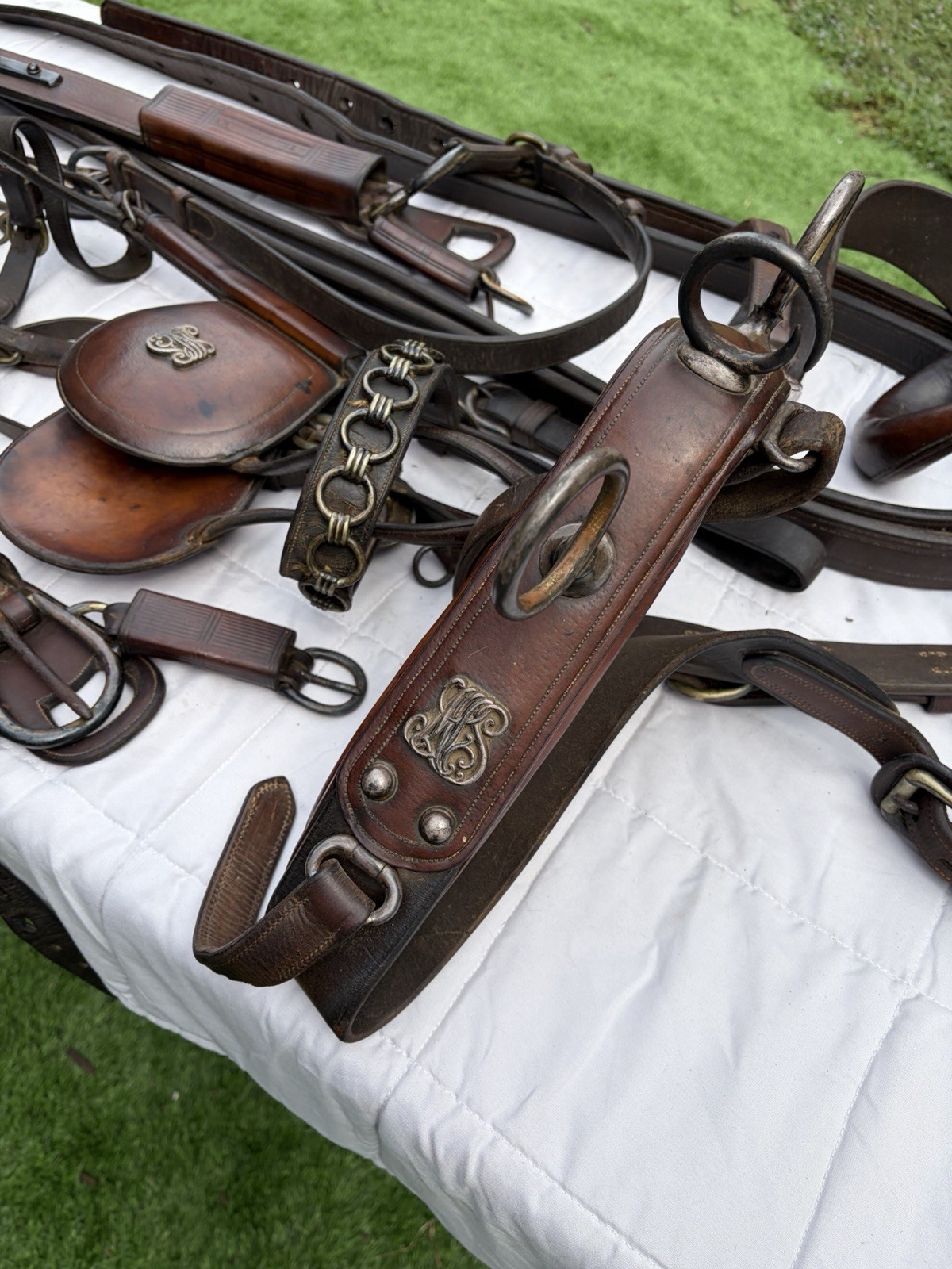 Antique 1890’s Dress Carriage Leather Harness Eglentine Horse Bit Robert Currie
