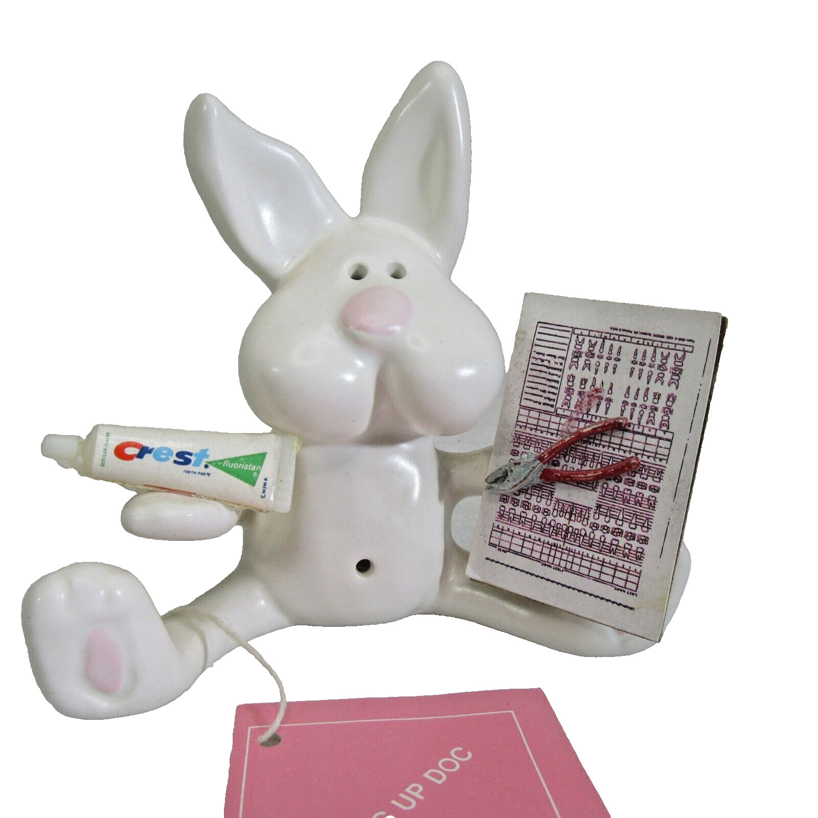 vtg 1987 WABBIT ceramic Dentist Dental Bunny Rabbit HARRIE CO. w/ tag figurine