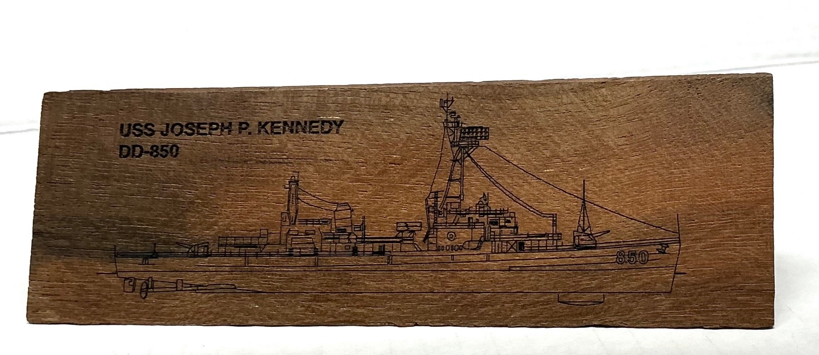 Vtg USS Massachusetts/USS Joseph P Kennedy DD 850 Teak Deck Piece Artifact USN