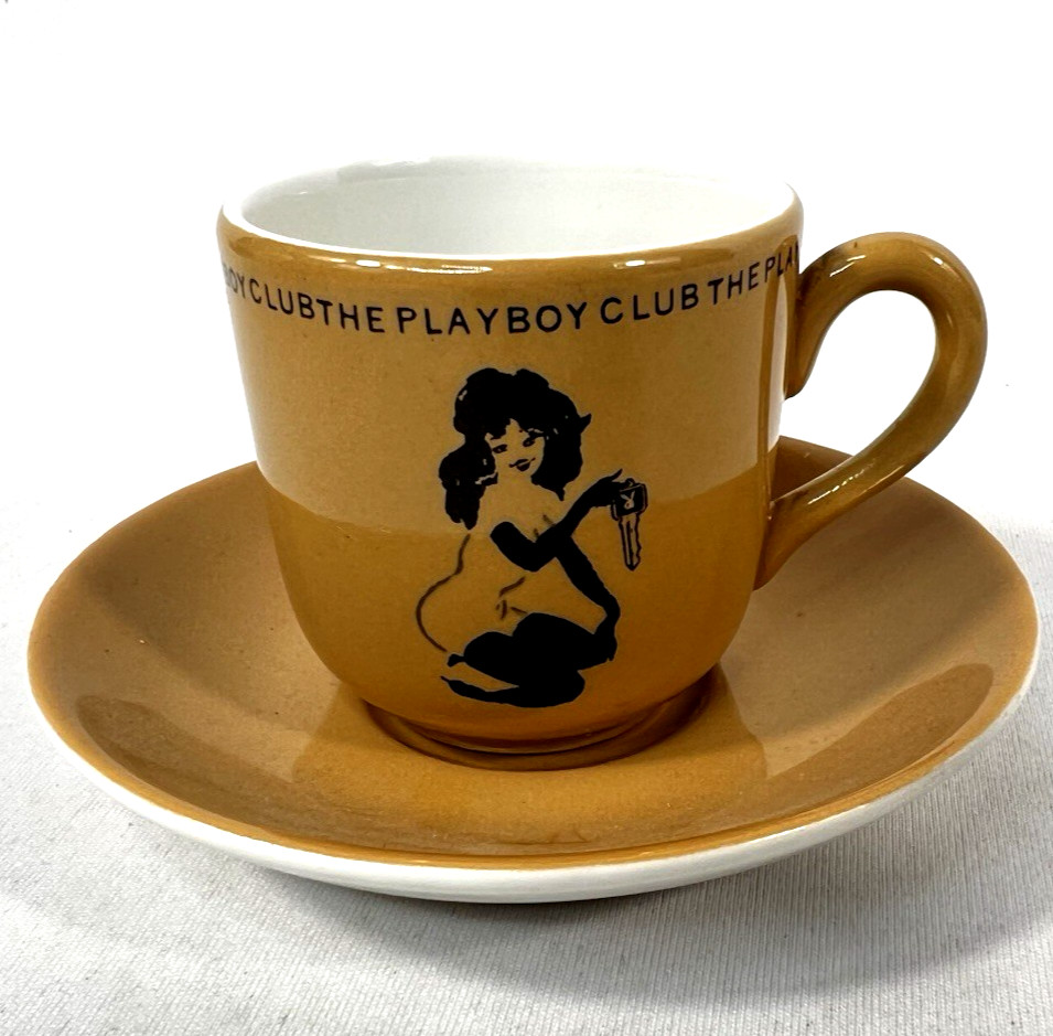 Rare Vtg 1960s The Playboy Club Espresso Cup & Saucer 2 pc Set Mayer China USA