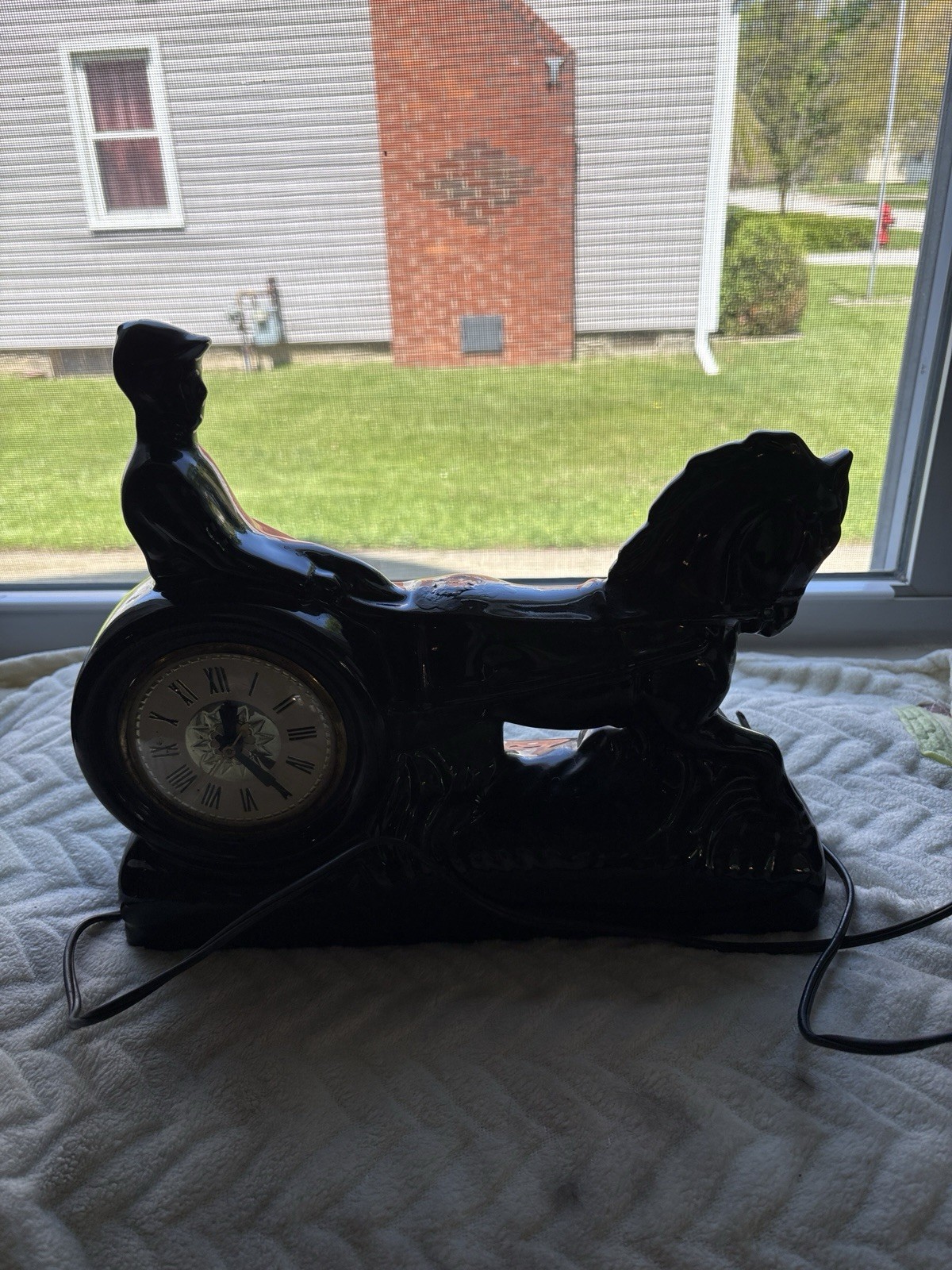 Vintage 1950's MCM Black Horse and RIDER CLOCK WORKS RARE HTF