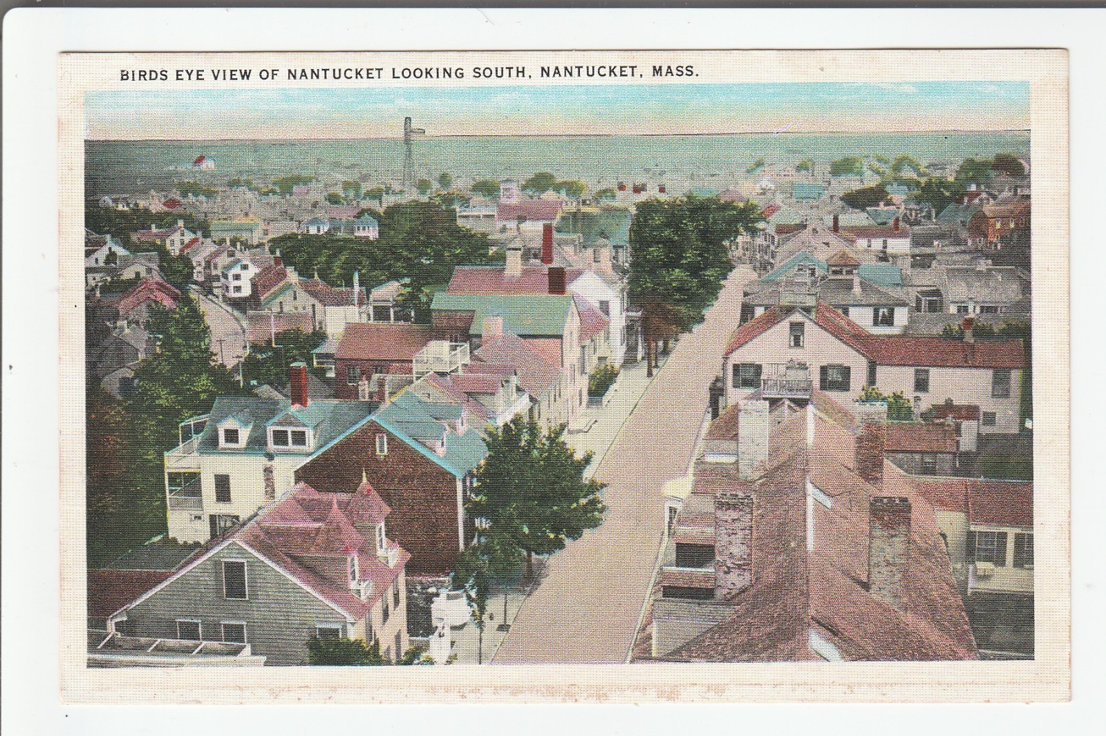 Nantucket MA postcard - Birds eye view 1910s - 1930s