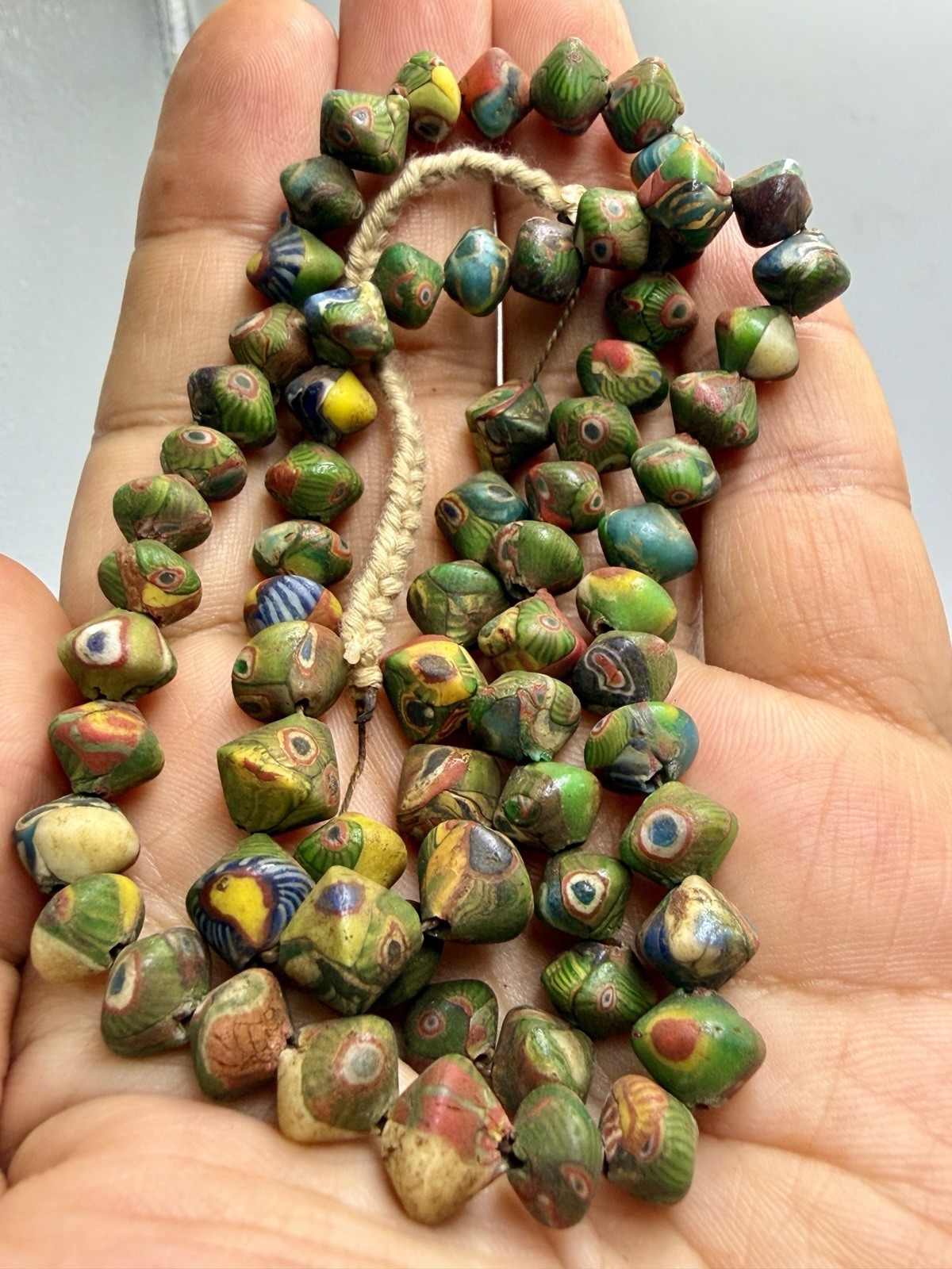 Ancient Old Roman Mosaic Glass Wonderful Rare Unique Beds Necklace