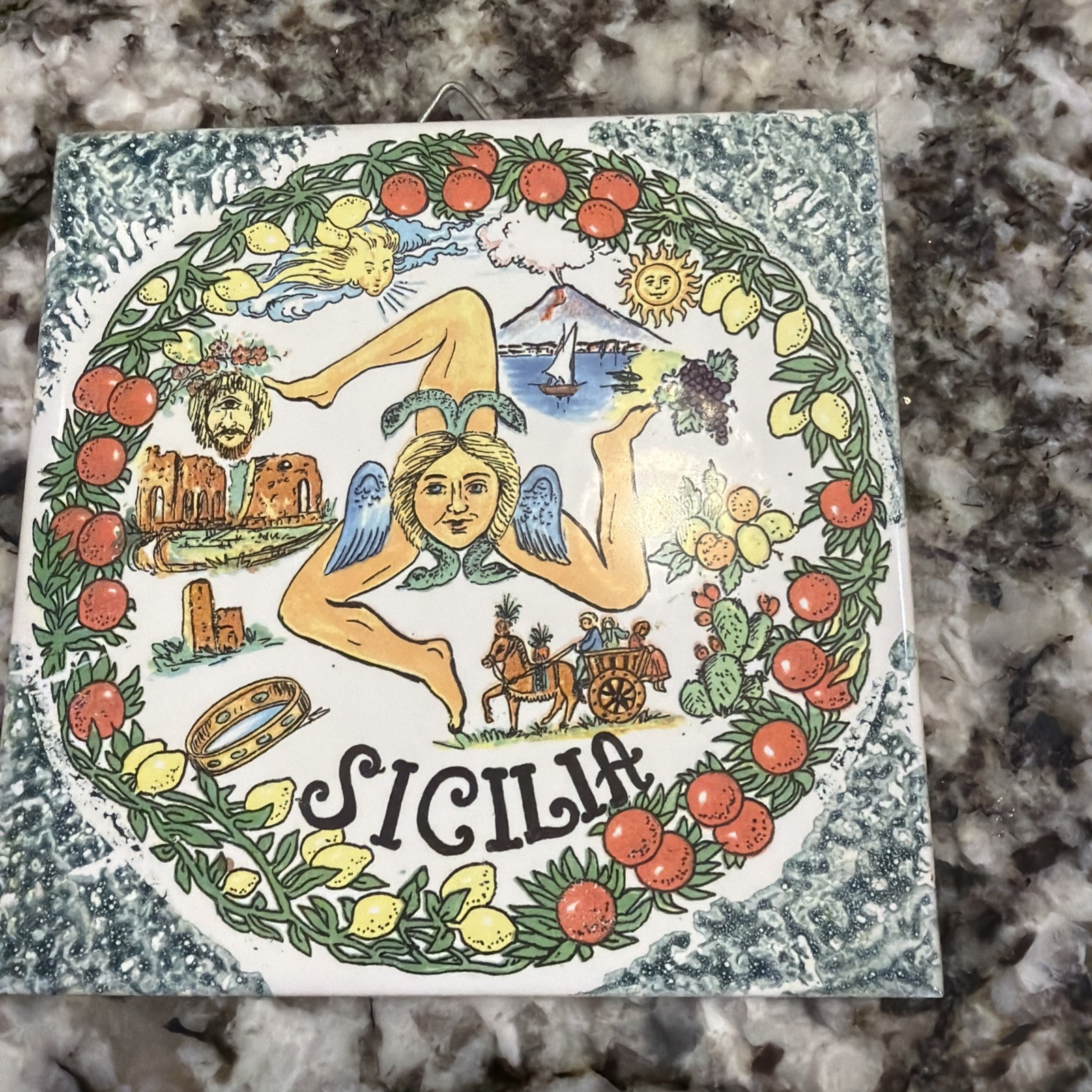 Trinacria Sicilian 3 Legged Wall Plaque Art Tile