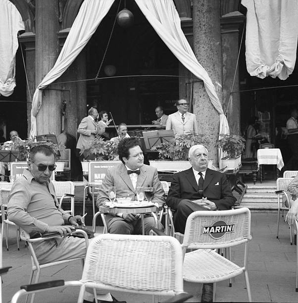 Painter Giorgio De Chirico Having A Drink In S Mark Square W - 1972 Venice photo