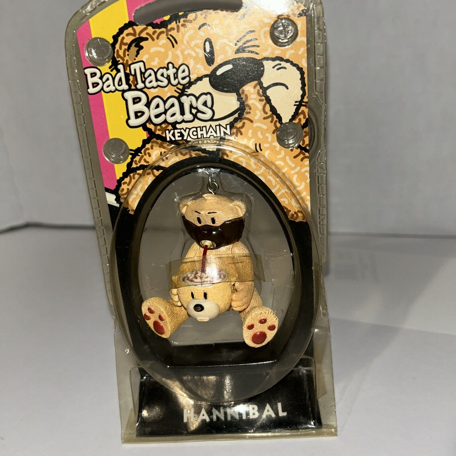 Bad Taste Bears-Hannibal  Bear - PVC Keychain - NOS- Packaging In Yellowing