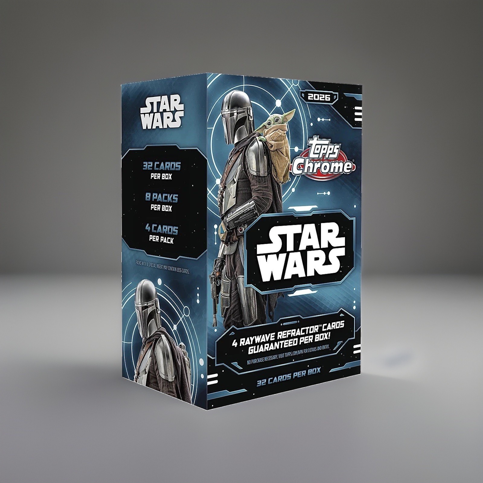2026 Topps Chrome Star Wars Blaster Box 8 Packs, 32 Total Cards Factory Sealed