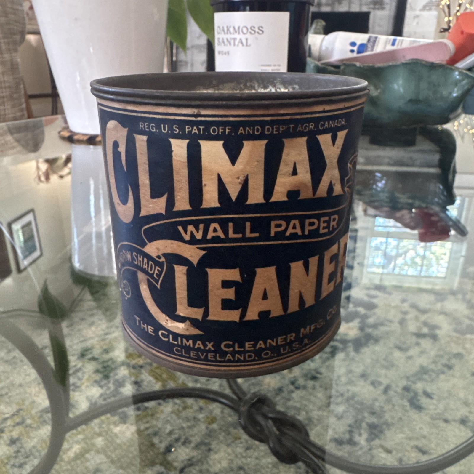 Antique 1920s Climax Wall Paper Cleaner Tin Unopened Cleveland Ohio USA