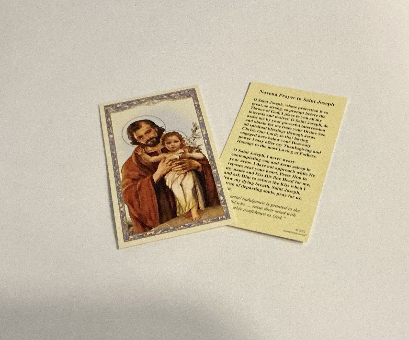 Novena To ST JOSEPH Prayer Card- Holy Card