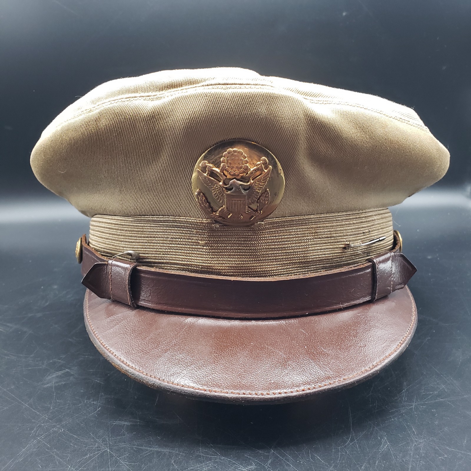 WW2 US Army Air Corps Officer Pilot Crusher Cap By Feldman Cap Co Khaki Original
