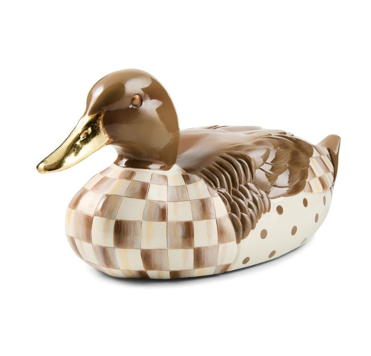 Mackenzie-Childs Mocha Check Mallard Duck Figurine