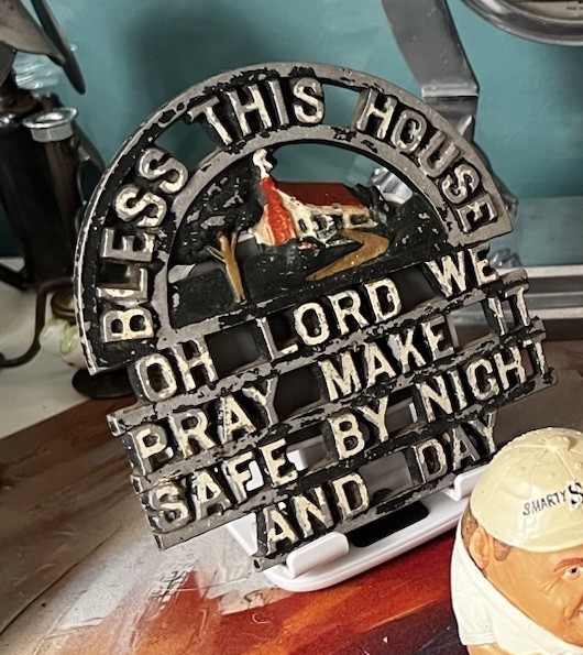 Vintage Bless This House Quote Prayer Cast Iron Trivet Farmhouse Decor Wall Art