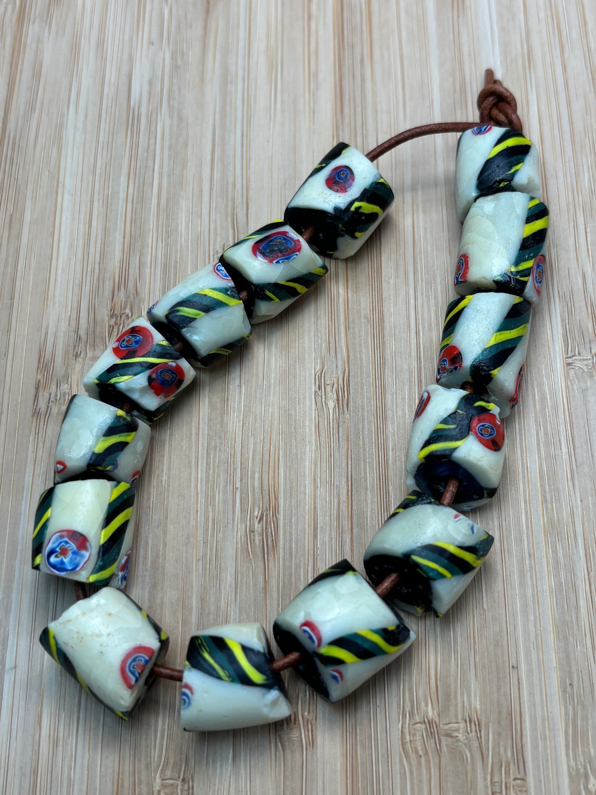 African Trade Beads Antique Venetian Red Millefiori Striped Tubes RARE