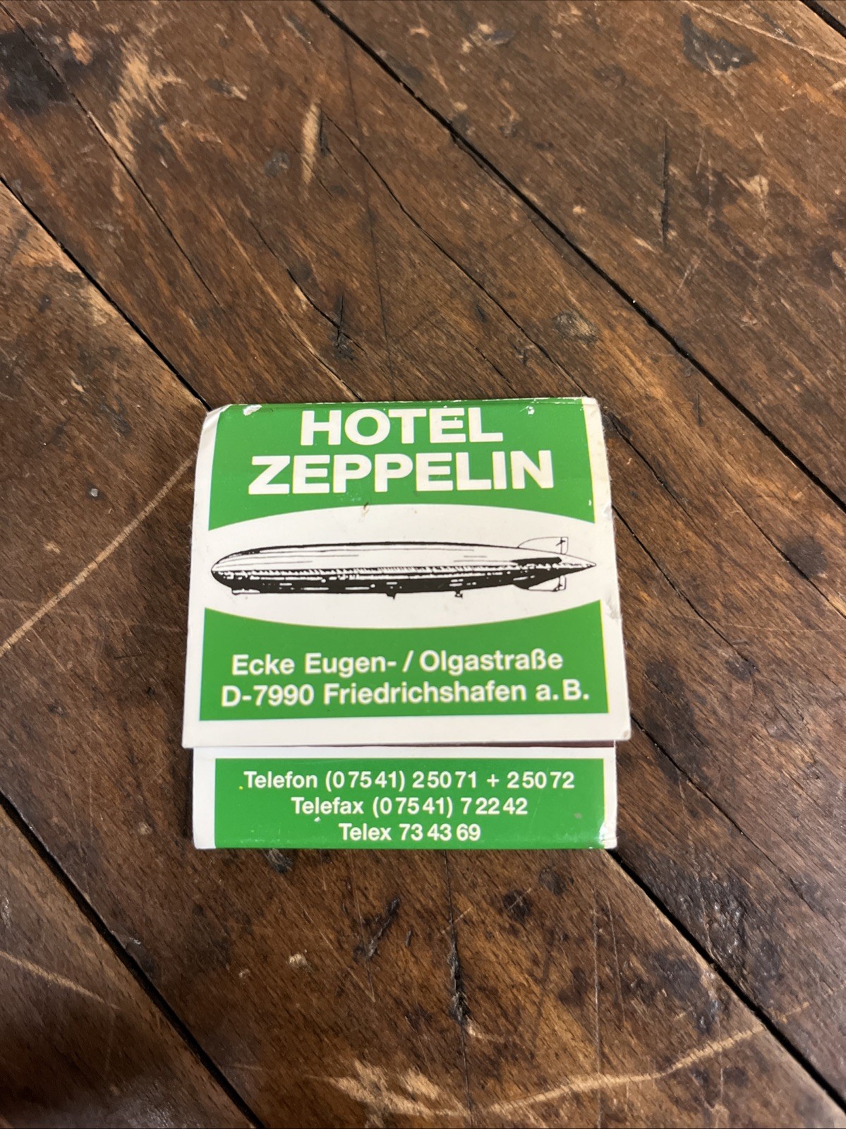 VINTAGE C. 1930 HOTEL ZEPPELIN MATCHBOOK SIGN FOREIGN MOTEL BLIMP AVIATION RARE