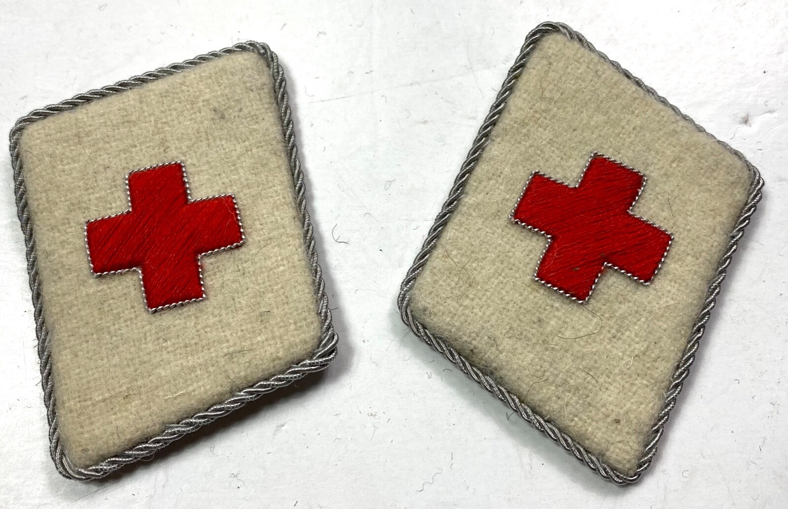 WWII GERMAN HEER SANI OFFICER NCO COLLAR TABS-SANI MEDIC DOCTOR