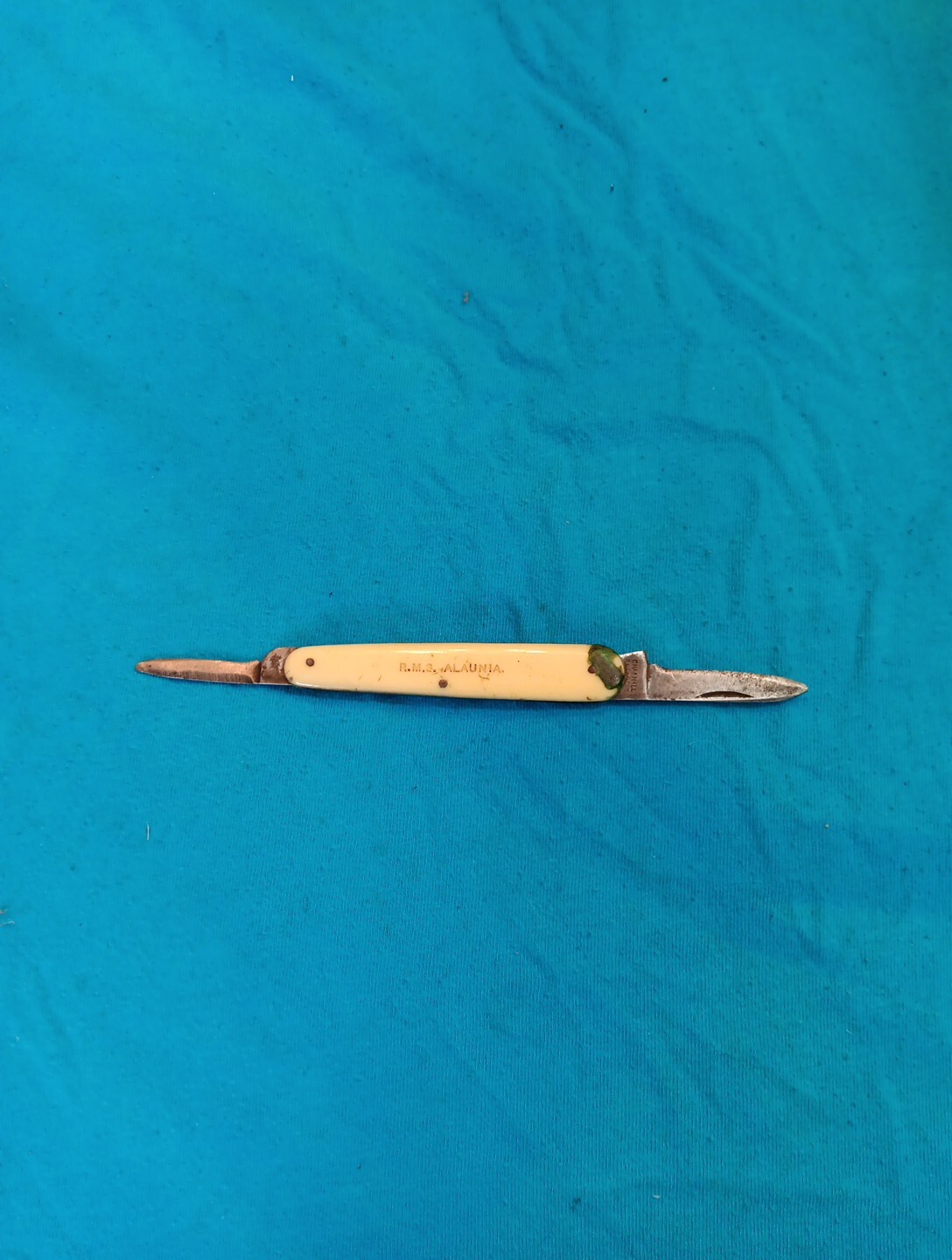 Rare Antique Pocket Knife From The RMS Alunia Luna Oceanliner Vntg Rare Item
