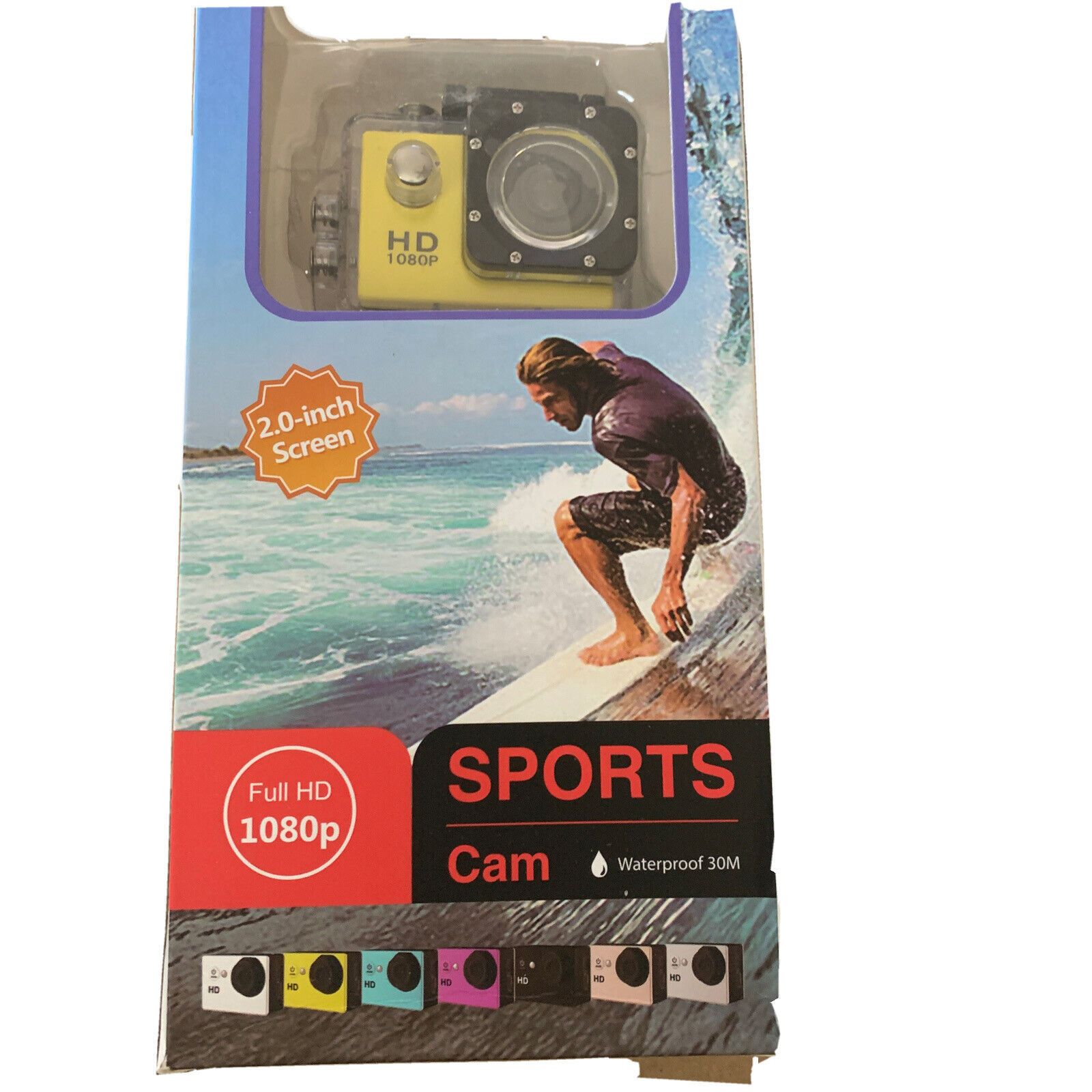 Sports Cam 1080P Full HD 2.0 Inch Screen Waterproof 30M Action Camera (Yellow)