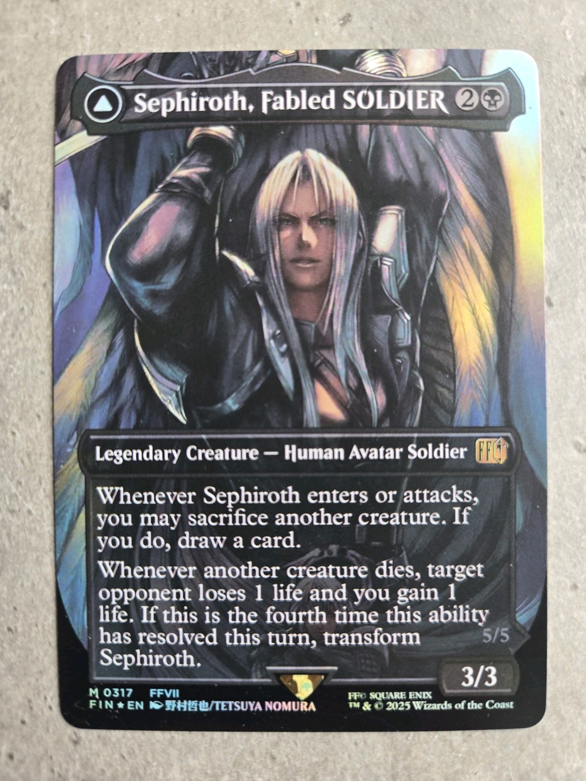 Sephiroth Fabled SOLDIER/Sephiroth One-Winged Angel ALT Foil Final Fantasy MTG