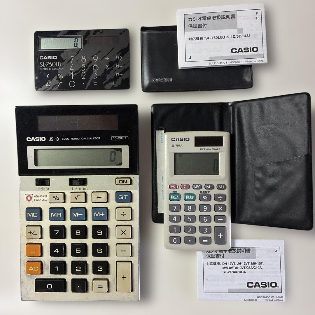 Retro CASIO calculator 3 points JS-10 SL-760LB SL-797A #1d6f01