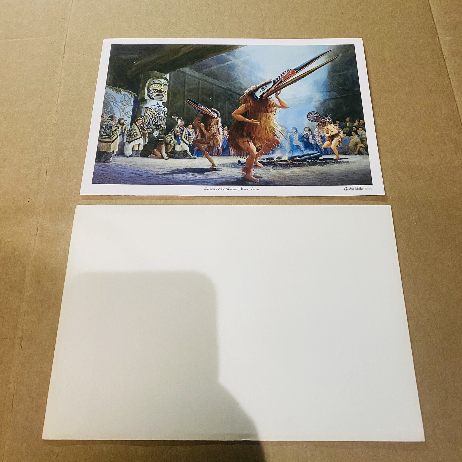 Vtg Kwakwaka\'wakw Winter Dance Note Card 9.5x6.5\