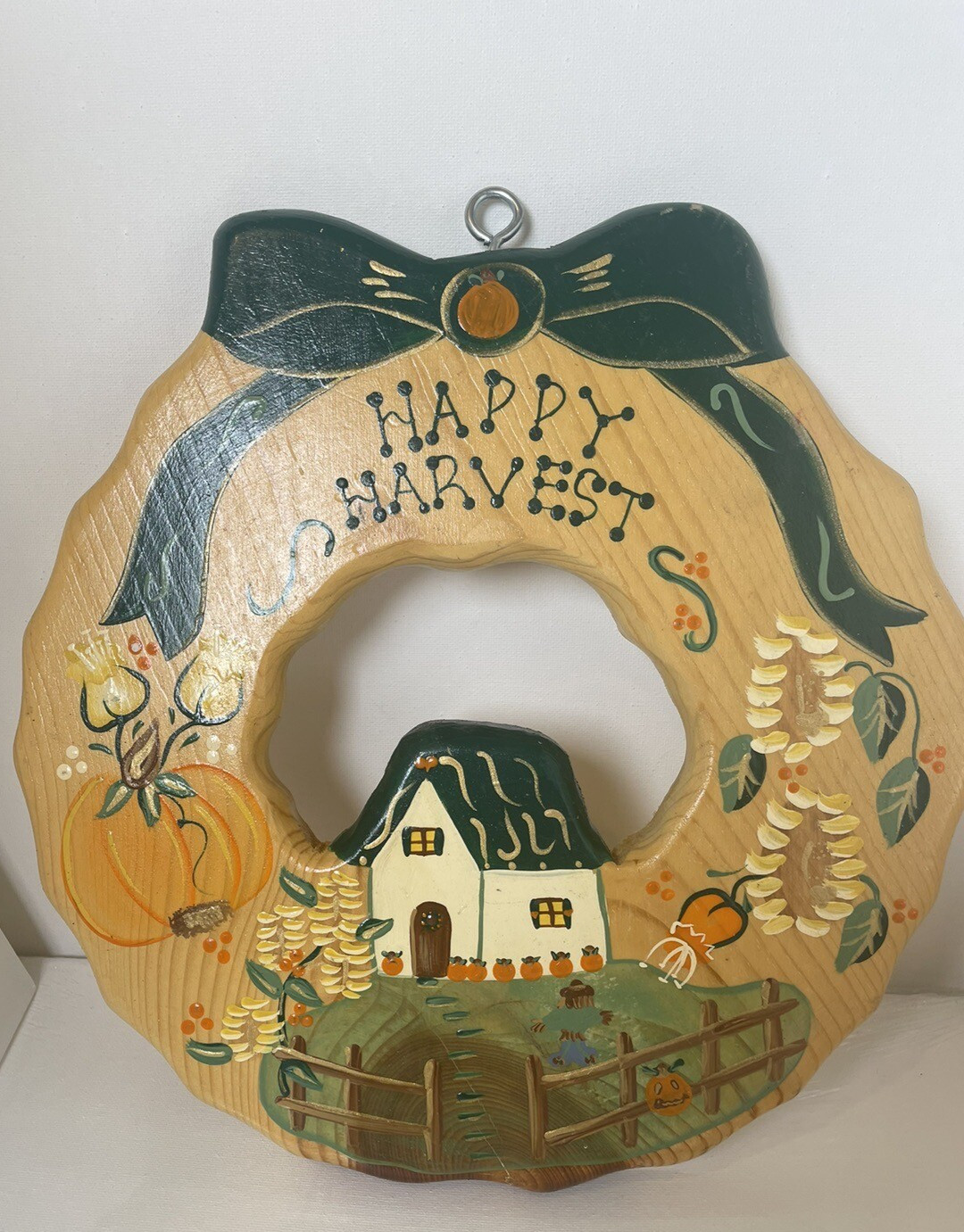 Wooden Happy Harvest Plaque Hand-Painted Country DECOR FARMHOUSE