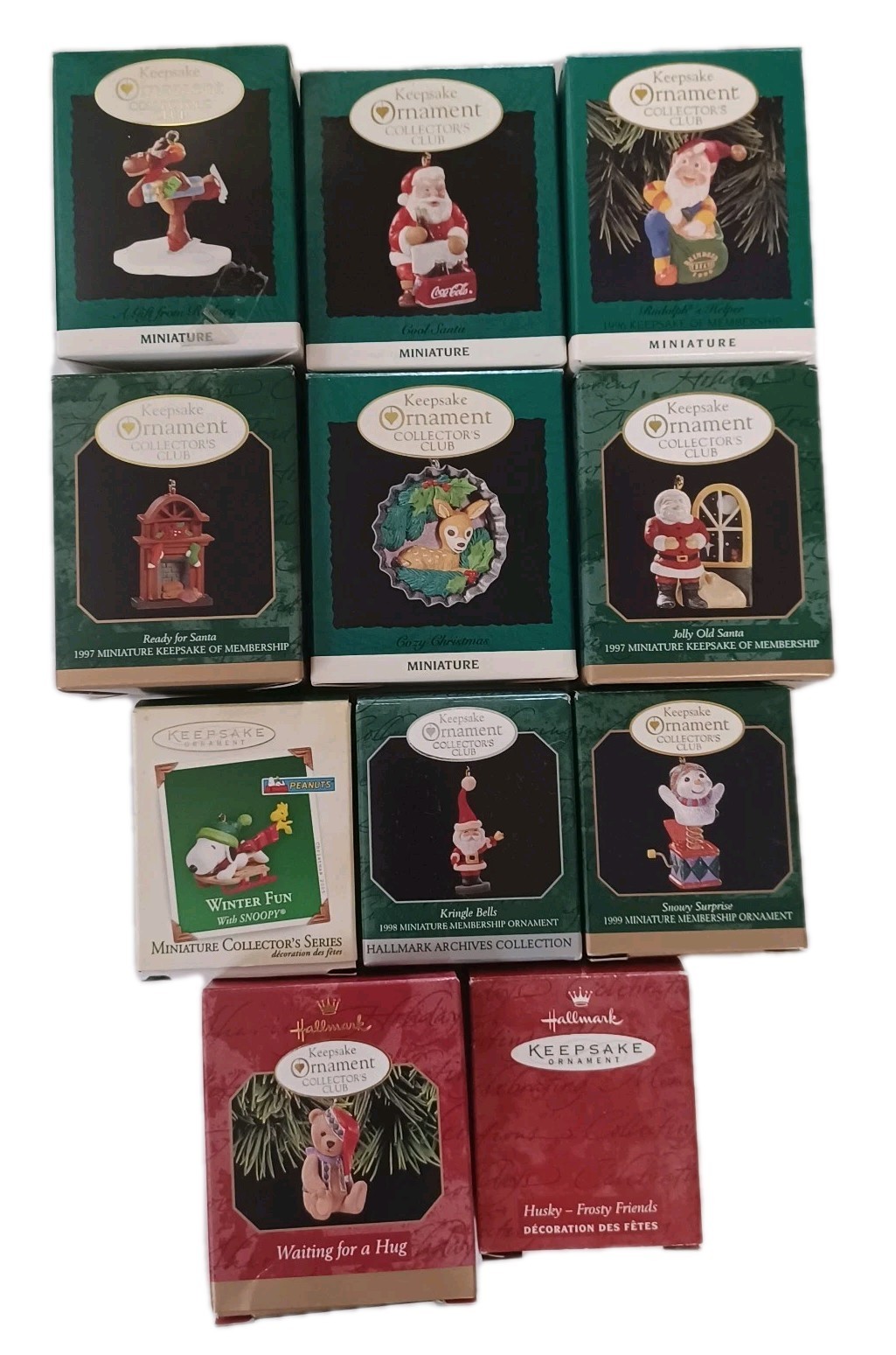 Huge Lot 11 Hallmark Keepsake MINIATURE  Ornaments  w Collector Series in Boxes