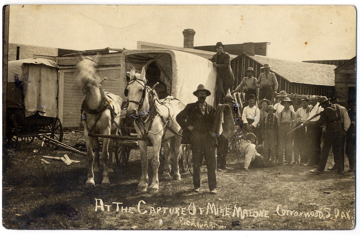 RPPC Dramatic Capture Of Murderer  Malone, Cottonwood, South Dakota 1909, Ricard