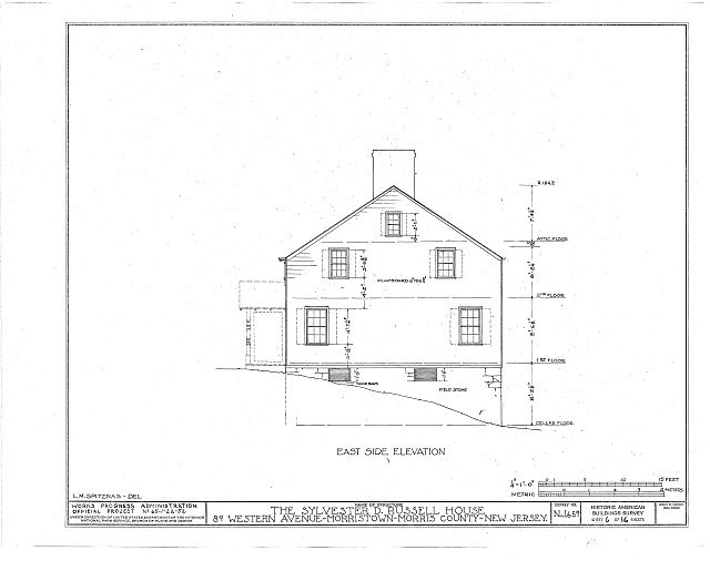 Morristown New Jersey Sylvester D Russell House 1930s East Side Elevation