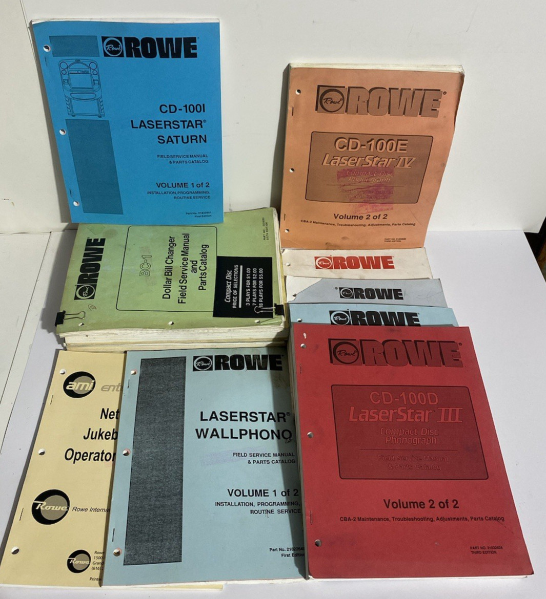Lot of 15 Vintage ROWE Jukebox Service Manuals Original Laser Star Phonograph +